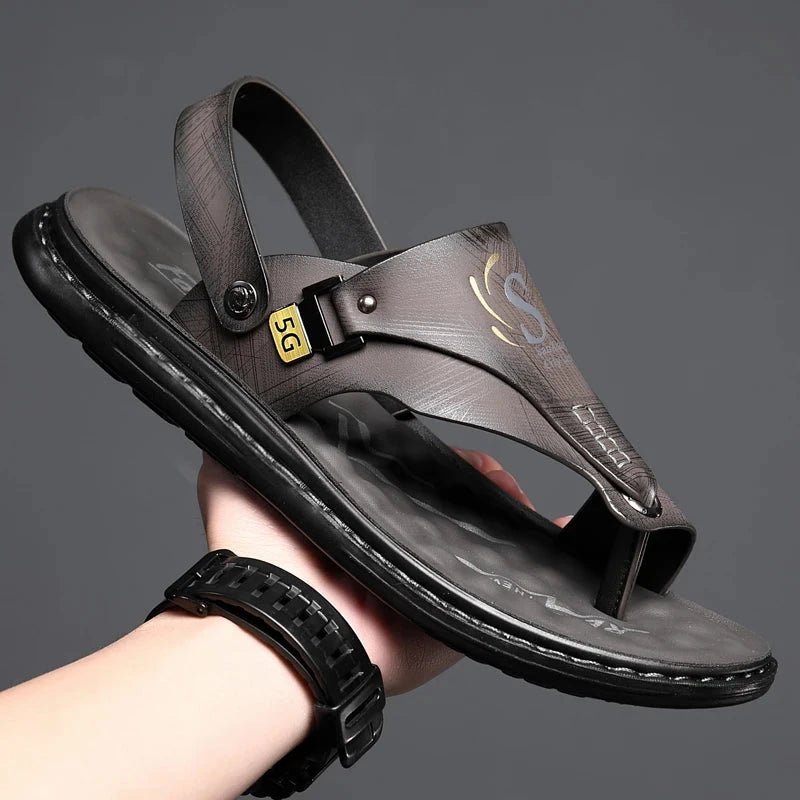 Men's Sandals Wholesale Summer Soft soled Anti slip Beach Shoes Men's Large New flip-flops Casual Outwear Sandals Blue Wolf Store 
