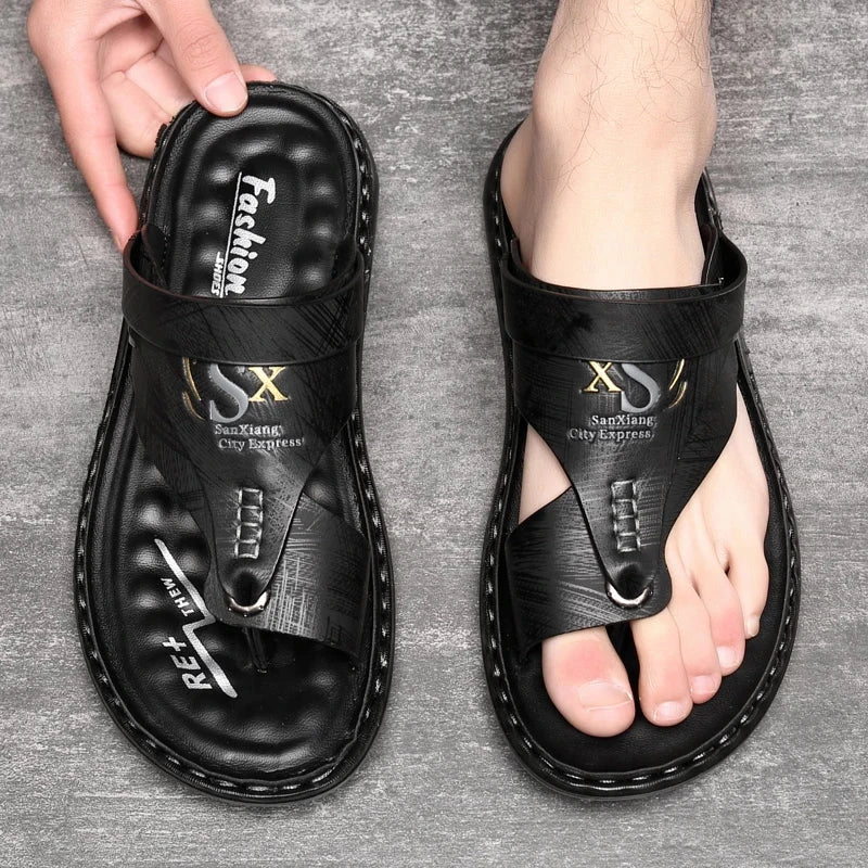 Men's Sandals Wholesale Summer Soft soled Anti slip Beach Shoes Men's Large New flip-flops Casual Outwear Sandals Blue Wolf Store 