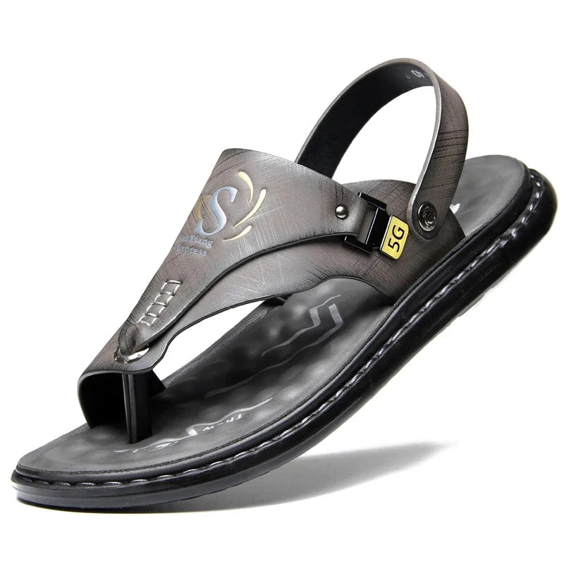 Men's Sandals Wholesale Summer Soft soled Anti slip Beach Shoes Men's Large New flip-flops Casual Outwear Sandals Blue Wolf Store GRAY 40 
