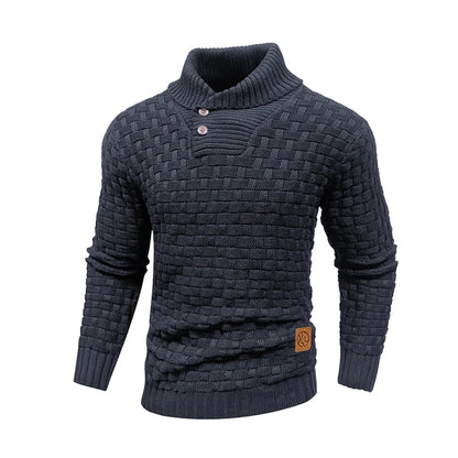 Men’s Sweater Winter Knitted Crew Neck Warm Soft Long Sleeve Pullover Textured Ribbed Edge Comfortable High Quality Top US Size Blue Wolf Store SWT076-GGR XL 