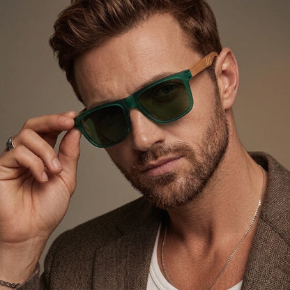 Men's UV400 Sunglasses (2-Piece Set) with Wood Grain Finish – Forestne Duo Men's UV400 Sunglasses (2-Piece Set) with Wood Grain Finish – Forestne Duo Blue Wolf Store 
