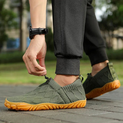 Minimalist Men's Barefoot Shoes Anti Slip Breathable Knitting Walking Shoes for Men Wear-resistant Lightweight Running Sneakers Blue Wolf Store 