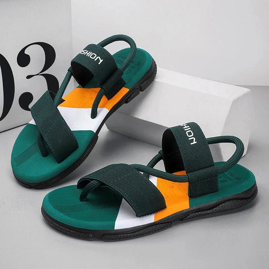 New Style Sandals For Men Men's Casual Slipper Beach Slip-on Wear-resistant Outdoor Sole Shoes Trendy All-match Male Footwear Blue Wolf Store 