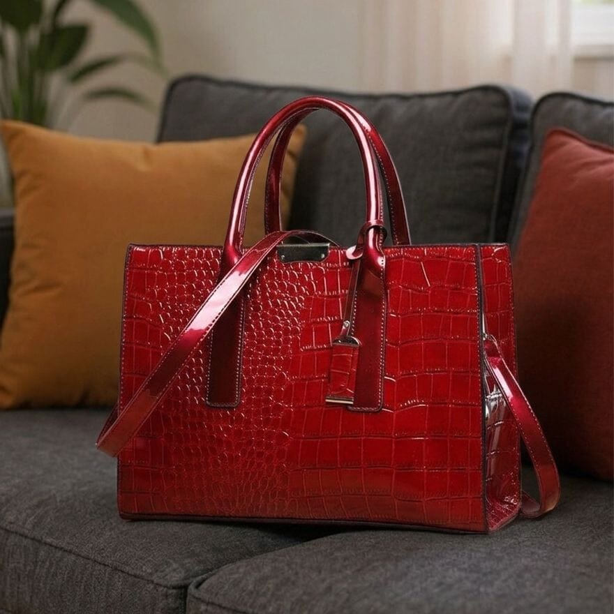 New York Crocodile Print Leather Women's Handbag New York Crocodile Print Leather Women's Handbag Blue Wolf Store 