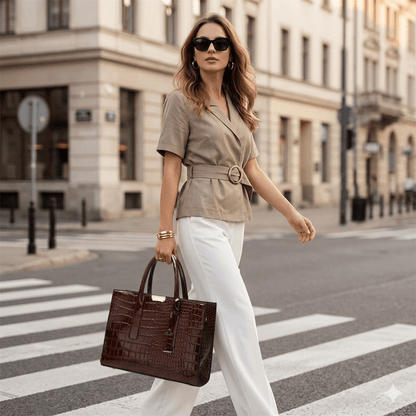 New York Crocodile Print Leather Women's Handbag New York Crocodile Print Leather Women's Handbag Blue Wolf Store 