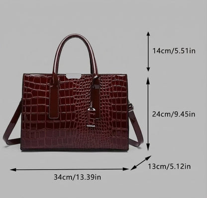 New York Crocodile Print Leather Women's Handbag New York Crocodile Print Leather Women's Handbag Blue Wolf Store 