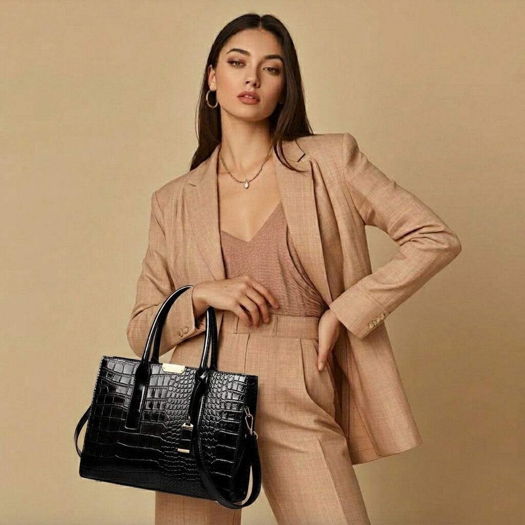New York Crocodile Print Leather Women's Handbag New York Crocodile Print Leather Women's Handbag Blue Wolf Store 
