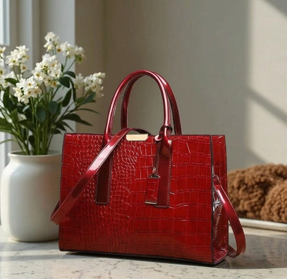 New York Crocodile Print Leather Women's Handbag New York Crocodile Print Leather Women's Handbag Blue Wolf Store 
