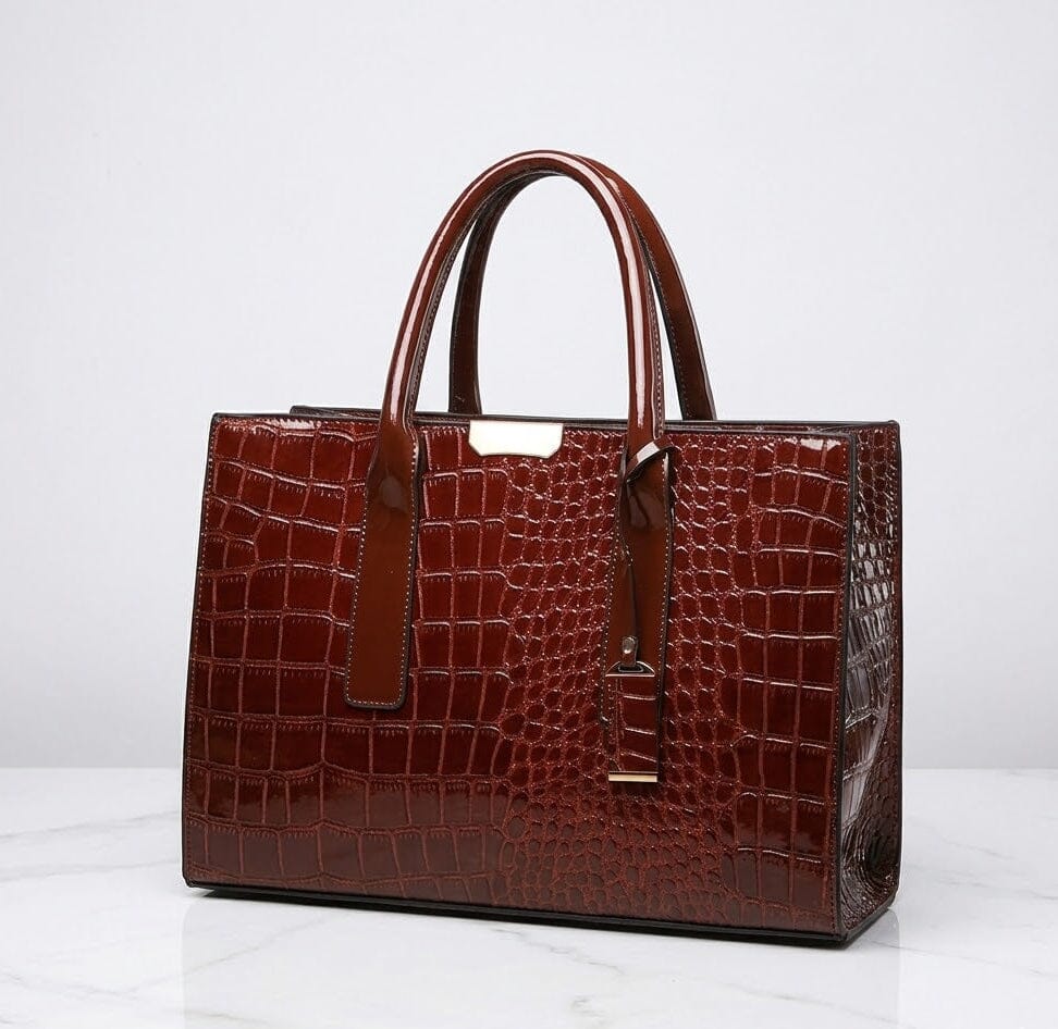 New York Crocodile Print Leather Women's Handbag New York Crocodile Print Leather Women's Handbag Blue Wolf Store 