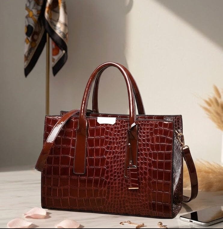 New York Crocodile Print Leather Women's Handbag New York Crocodile Print Leather Women's Handbag Blue Wolf Store 