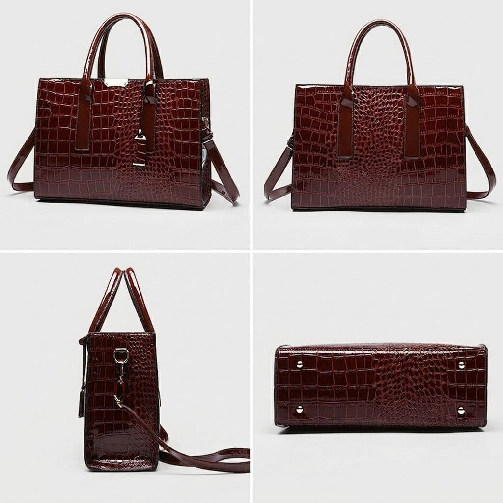 New York Crocodile Print Leather Women's Handbag New York Crocodile Print Leather Women's Handbag Blue Wolf Store 