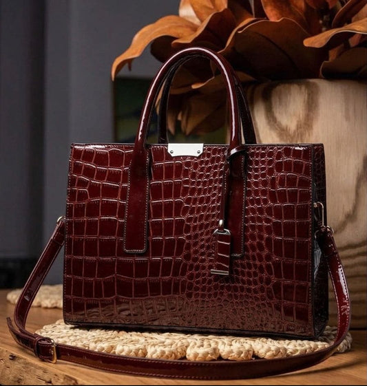 New York Crocodile Print Leather Women's Handbag New York Crocodile Print Leather Women's Handbag Blue Wolf Store 