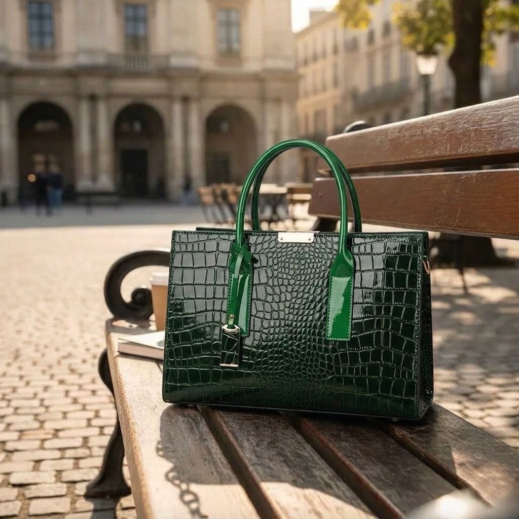 New York Crocodile Print Leather Women's Handbag New York Crocodile Print Leather Women's Handbag Blue Wolf Store 