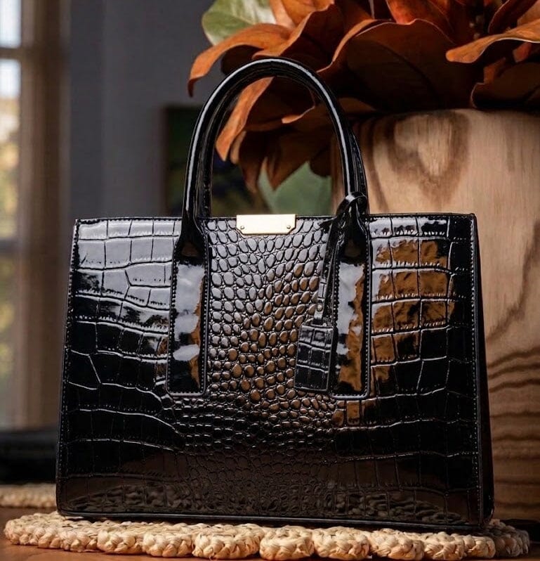 New York Crocodile Print Leather Women's Handbag New York Crocodile Print Leather Women's Handbag Blue Wolf Store 