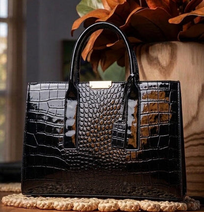 New York Crocodile Print Leather Women's Handbag New York Crocodile Print Leather Women's Handbag Blue Wolf Store 