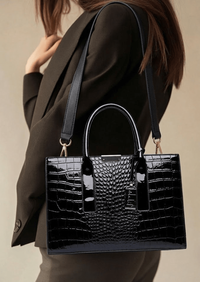 New York Crocodile Print Leather Women's Handbag New York Crocodile Print Leather Women's Handbag Blue Wolf Store 