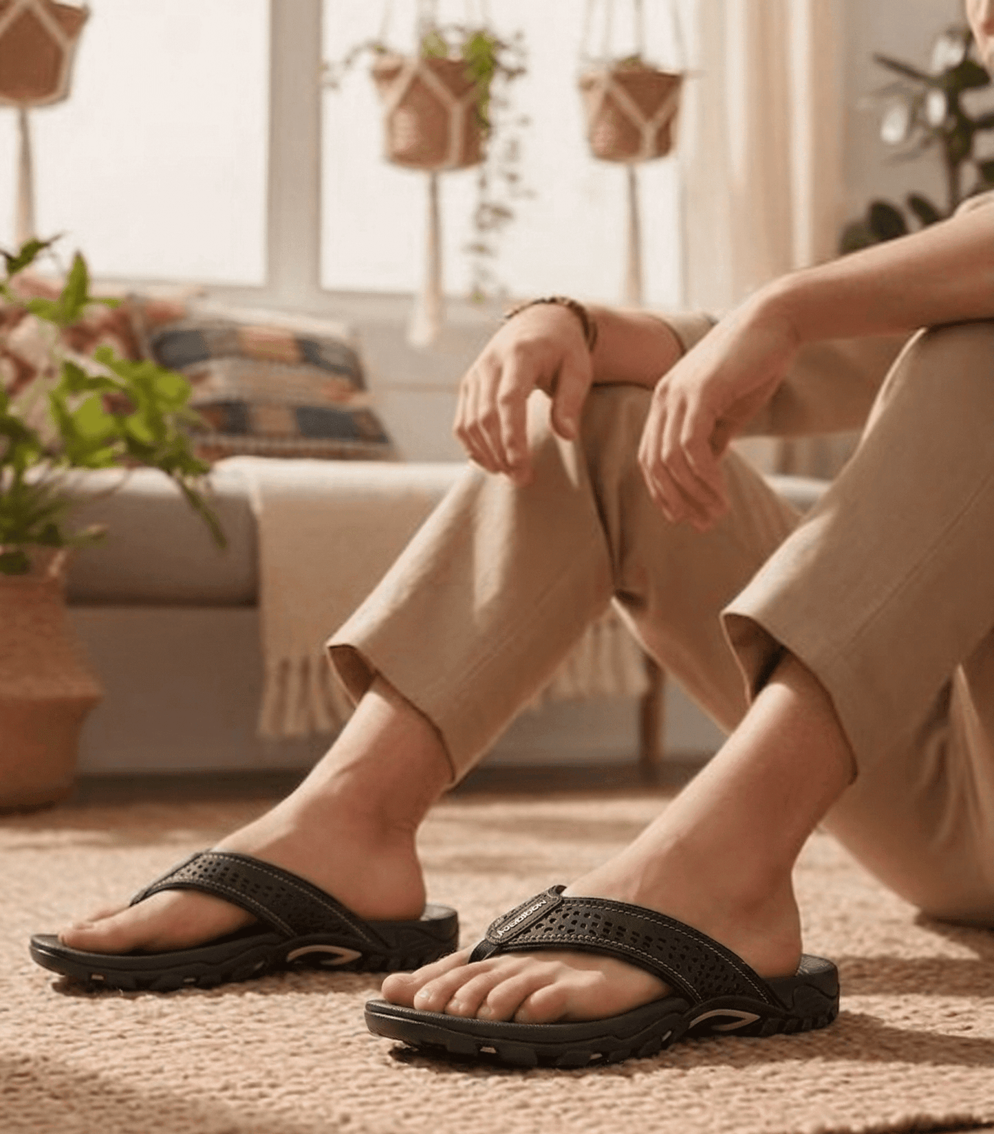 Nexvaron - Men's Leather Flip-Flops Nexvaron - Men's Leather Flip-Flops Blue Wolf Store 