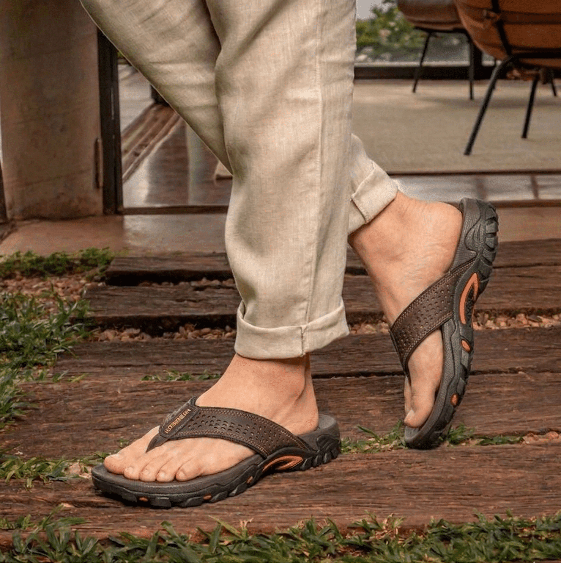 Nexvaron - Men's Leather Flip-Flops Nexvaron - Men's Leather Flip-Flops Blue Wolf Store 