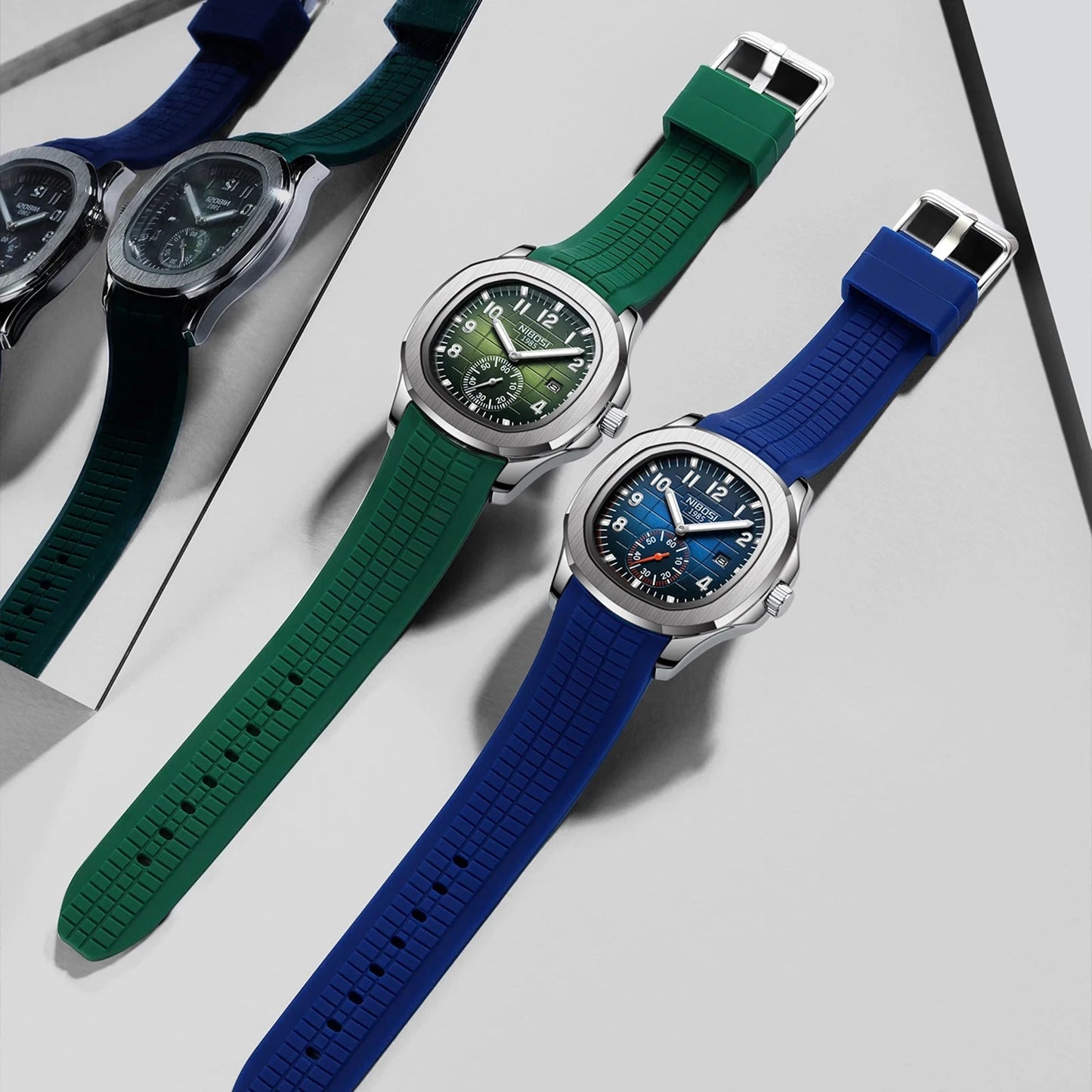 NIBOSI Sport Mens Watches Top Brand Luxury Auto Date Watch Men Waterproof Luminous AQUANAUT Quartz Watches for Men Reloj Hombre Blue Wolf Store 