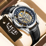 Leather Silver Blue