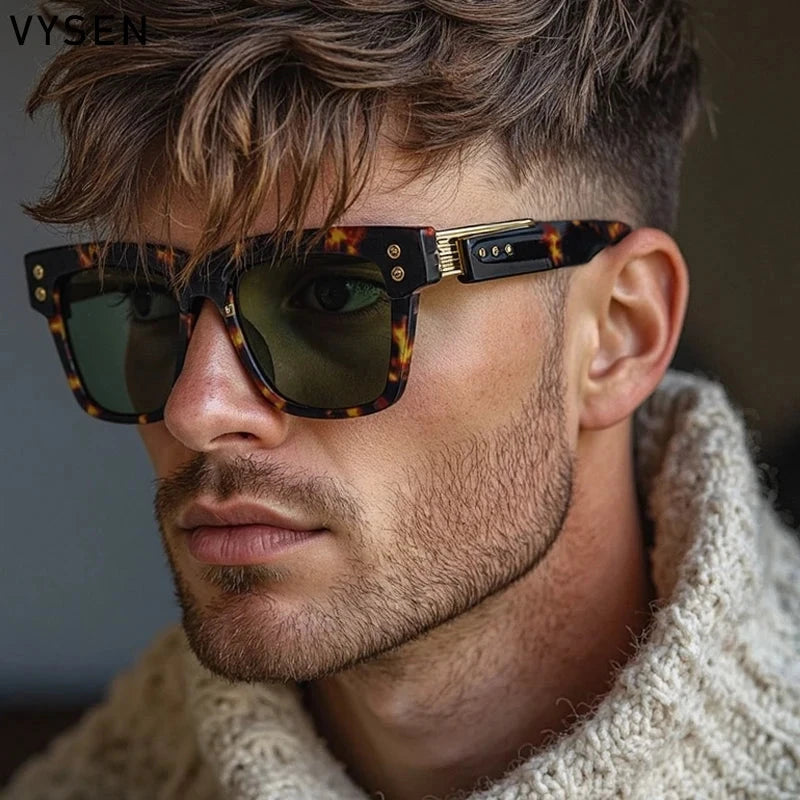 Oversized Classic Square Sunglasses Men 2025 Luxury Brand Design Vintage Trendy Rero Sun Glasses For Male Driving Eyewear UV400 Blue Wolf Store 