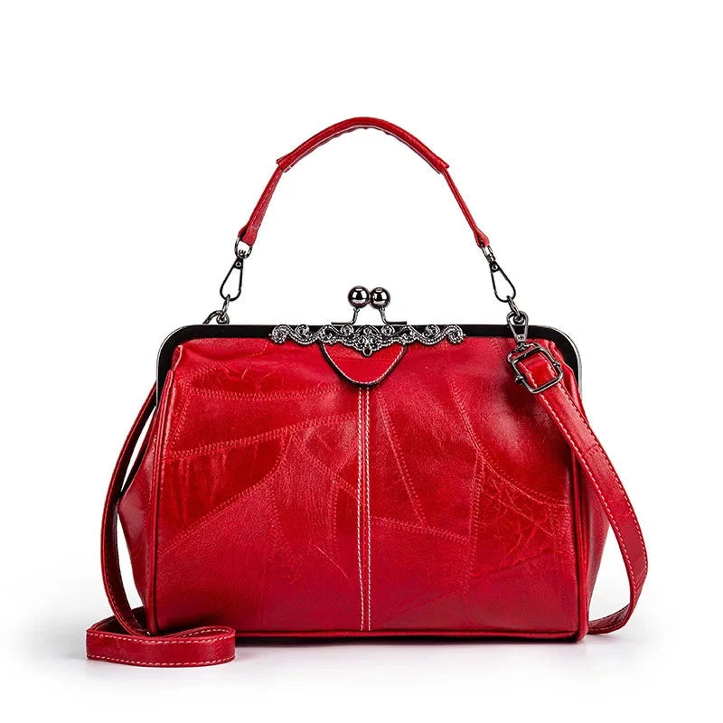 Paolla Vintage Leather Handbag Paolla Vintage Leather Handbag" Blue Wolf Store Winered 