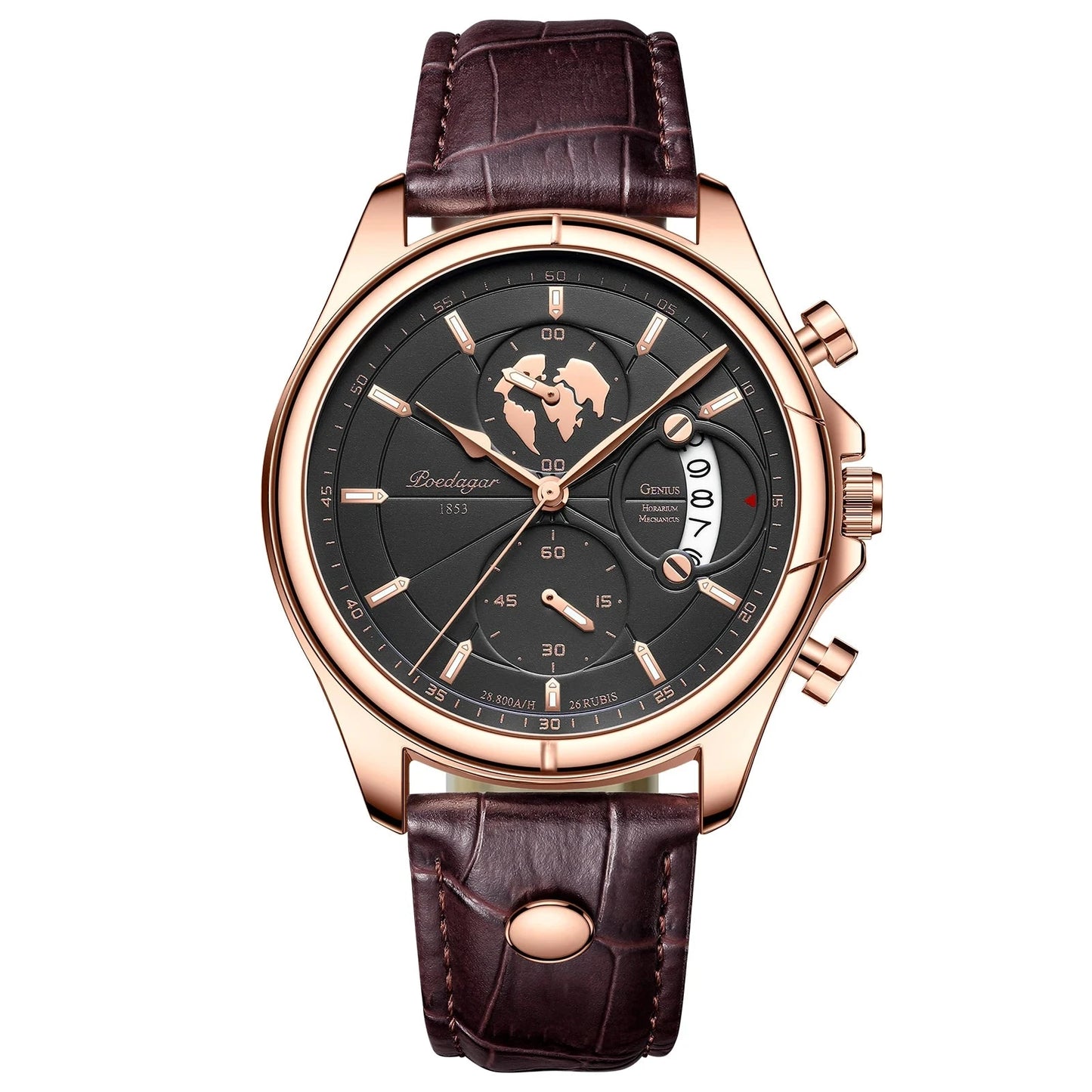 POEDAGAR Luxury Man Wristwatch Chronograph Date Waterproof Leather Men Watch Casual Quartz Men's Watches Sports Male Clock Reloj Blue Wolf Store 989 Rose Gold Black 