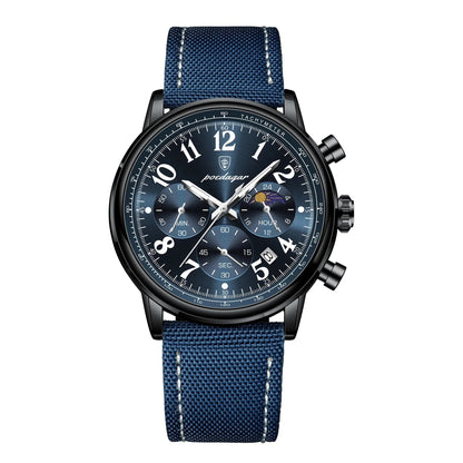 POEDAGAR Luxury Sports Military Men Watch Waterproof Luminous Chronograph Nylon Leather Date Man Wristwatch Quartz Men's Watches Blue Wolf Store 808 Black Blue NL 
