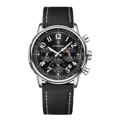 POEDAGAR Luxury Sports Military Men Watch Waterproof Luminous Chronograph Nylon Leather Date Man Wristwatch Quartz Men's Watches Blue Wolf Store 808 Silver Black NL 