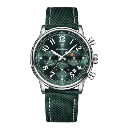 POEDAGAR Luxury Sports Military Men Watch Waterproof Luminous Chronograph Nylon Leather Date Man Wristwatch Quartz Men's Watches Blue Wolf Store 808 Silver Green NL 