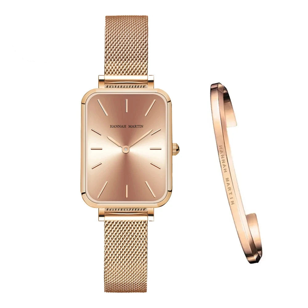 Rectangle Ultrathin Nordic Simple Style Japan Quartz Movement Fashion Stainless Steel Mesh Silvery Bracelet Belt Ladies Watches Blue Wolf Store 1241CC-WFF-SZA-F 