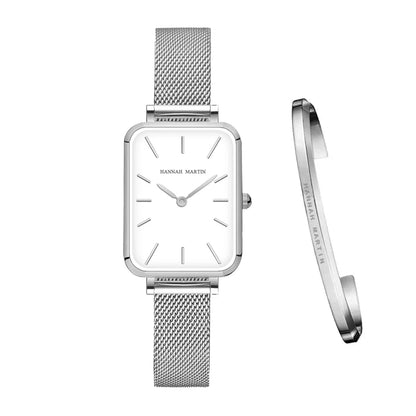 Rectangle Ultrathin Nordic Simple Style Japan Quartz Movement Fashion Stainless Steel Mesh Silvery Bracelet Belt Ladies Watches Blue Wolf Store 1241Y-WYY-SZA-Y 
