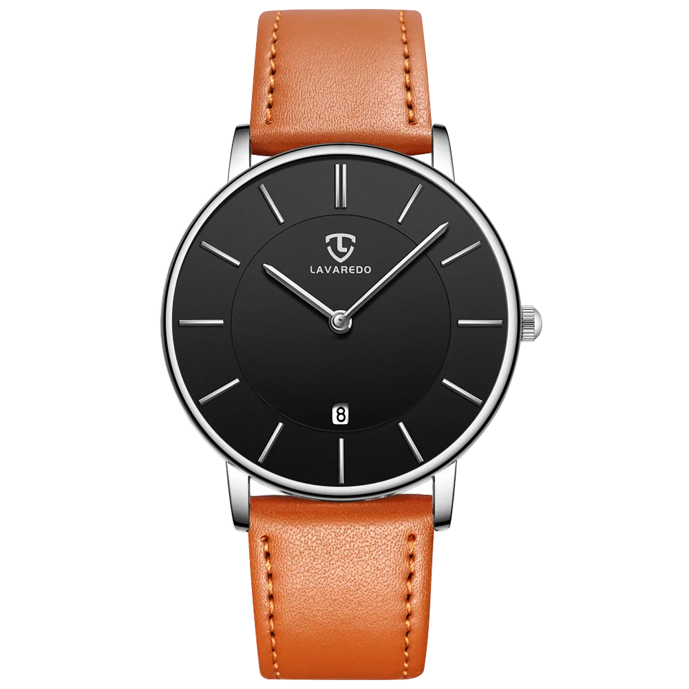 Refined Minimalist Men's Leather Wrist Watch Refined Minimalist Men's Leather Wrist Watch Blue Wolf Store Black /Light Brown Leather 