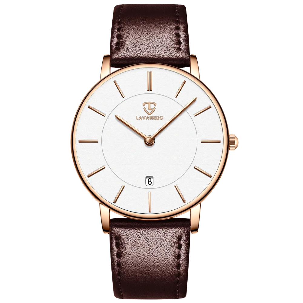 Refined Minimalist Men's Leather Wrist Watch Refined Minimalist Men's Leather Wrist Watch Blue Wolf Store BrownWhite/Leather 