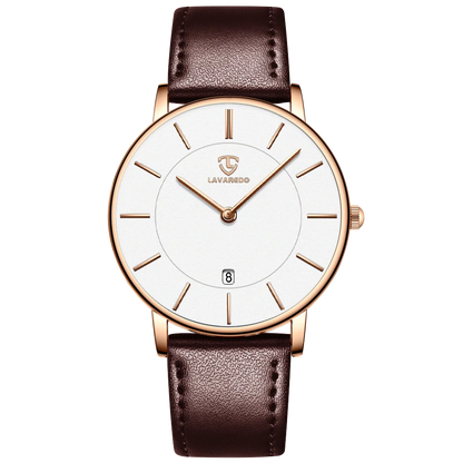 Refined Minimalist Men's Leather Wrist Watch Refined Minimalist Men's Leather Wrist Watch Blue Wolf Store BrownWhite/Leather 