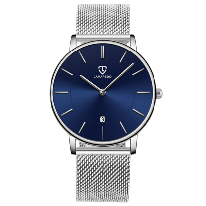 Refined Minimalist Men's Leather Wrist Watch Refined Minimalist Men's Leather Wrist Watch Blue Wolf Store Silver/Blue 