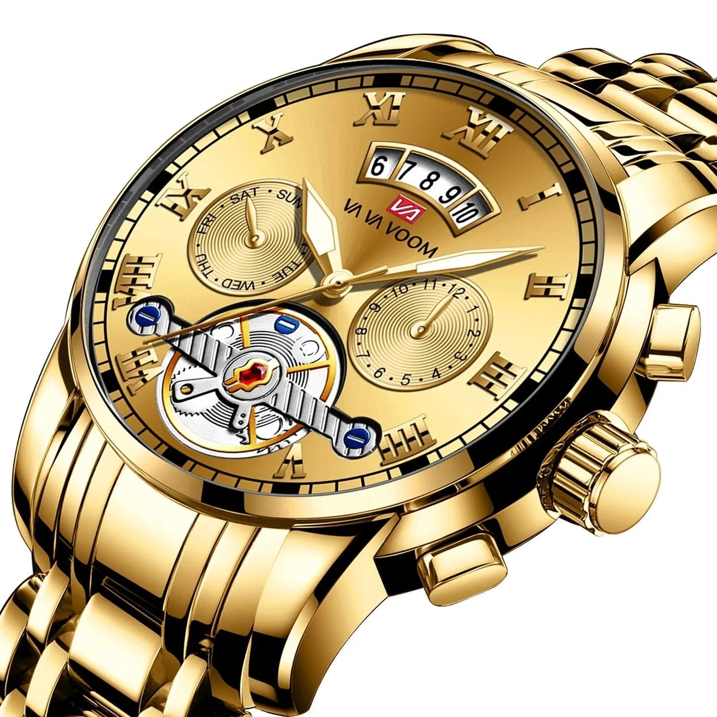 Relogio Masculino Top Brand Mens Luxury Watch Stainless Steel Luminescence Clock Casual Chic 3Bar Waterproof Outdoor Sport Watch Blue Wolf Store 2453-JJJ 