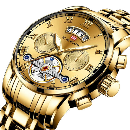 Relogio Masculino Top Brand Mens Luxury Watch Stainless Steel Luminescence Clock Casual Chic 3Bar Waterproof Outdoor Sport Watch Blue Wolf Store 2453-JJJ 