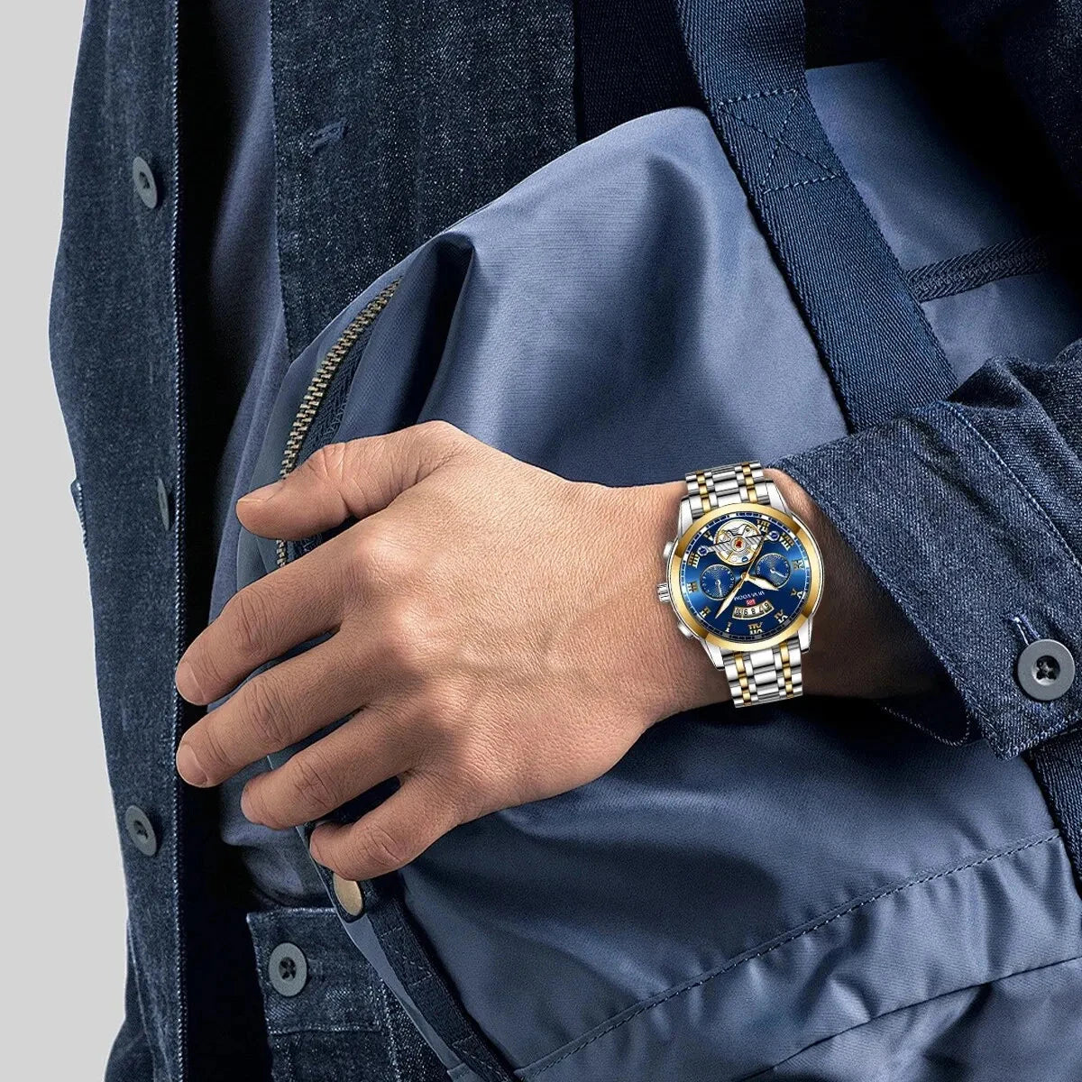 Relogio Masculino Top Brand Mens Luxury Watch Stainless Steel Luminescence Clock Casual Chic 3Bar Waterproof Outdoor Sport Watch Blue Wolf Store 