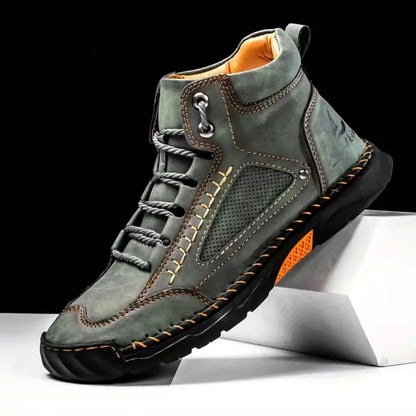 Shoes for Men Large Size Leather Boots Fashion Men's Ankle Boots Handmade Stitching New Flat Mens Casual Shoes Botas Para Hombre Blue Wolf Store Green 40 