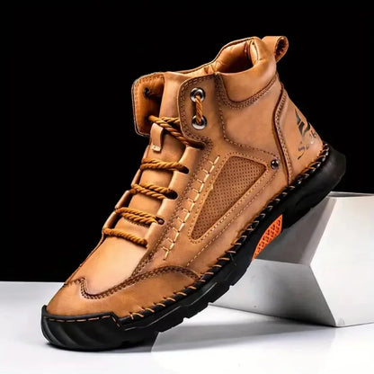 Shoes for Men Large Size Leather Boots Fashion Men's Ankle Boots Handmade Stitching New Flat Mens Casual Shoes Botas Para Hombre Blue Wolf Store Yellow Brown 39 
