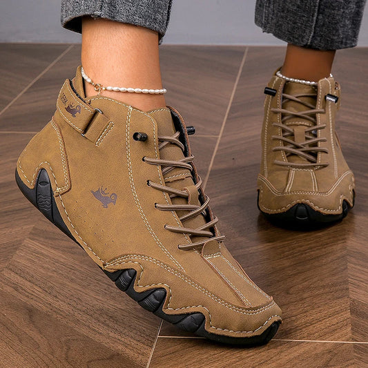 Shoes for Women Winter High Boots 2023 Brown Elegant Boots and Ankle Boots Woman Footwear Casual Leather Ladies Shoes on Offer Blue Wolf Store