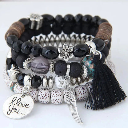 Solara Vibrations Elastic Women's Bracelet with Multicolor Beads Blue Wolf Store 