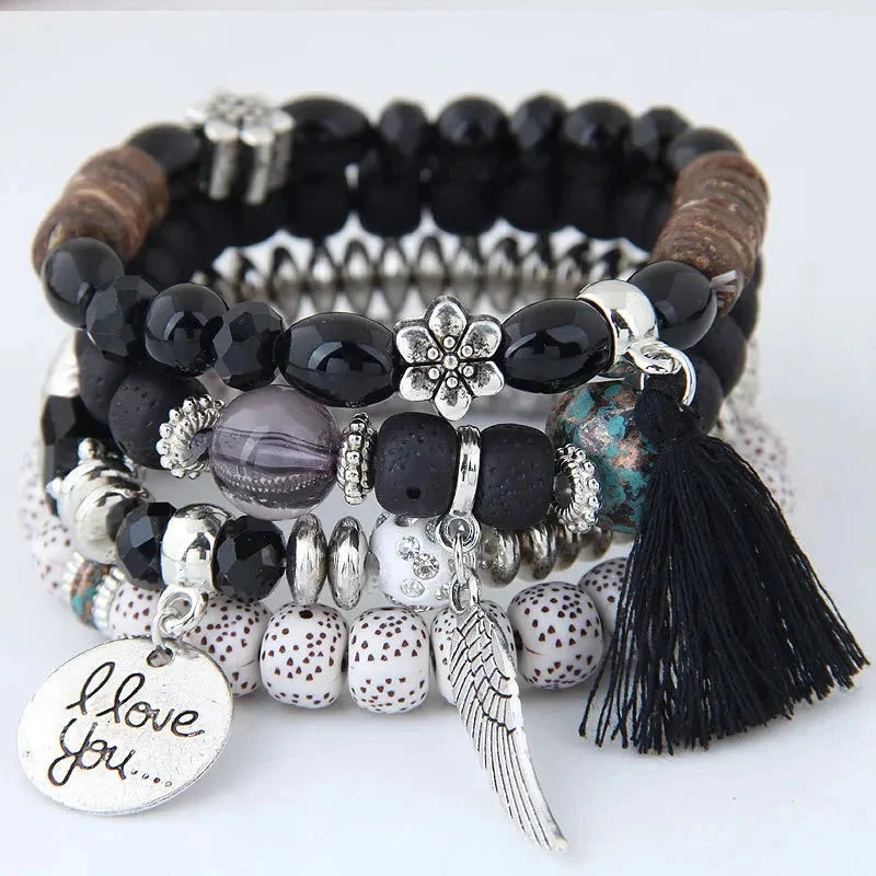 Solara Vibrations Elastic Women's Bracelet with Multicolor Beads Blue Wolf Store black 
