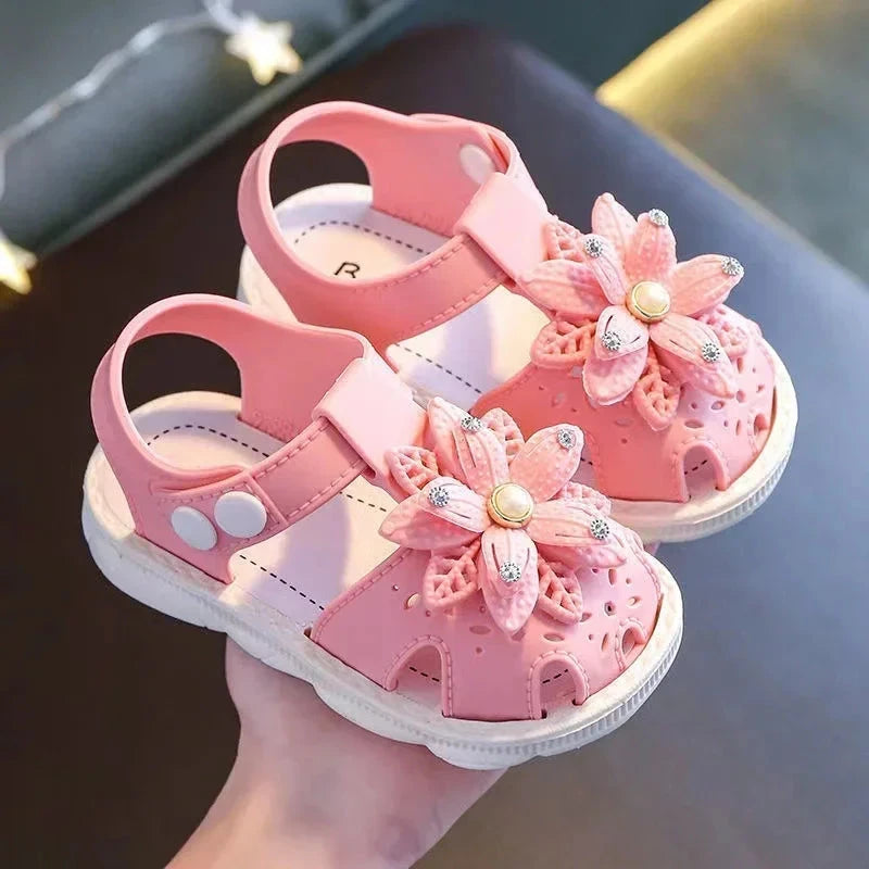 Solid Bow Children's Summer Shoes Cute PVC Beach Non Slip Sandals For Baby Girls Footwear Soft Infant Kids Fashion Sandals Blue Wolf Store 