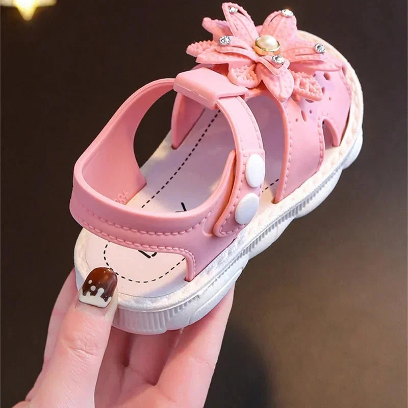Solid Bow Children's Summer Shoes Cute PVC Beach Non Slip Sandals For Baby Girls Footwear Soft Infant Kids Fashion Sandals Blue Wolf Store 