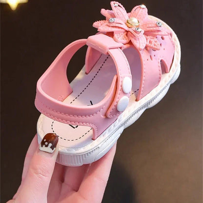 Solid Bow Children's Summer Shoes Cute PVC Beach Non Slip Sandals For Baby Girls Footwear Soft Infant Kids Fashion Sandals Blue Wolf Store 