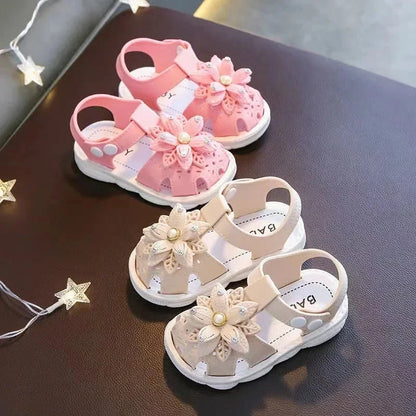 Solid Bow Children's Summer Shoes Cute PVC Beach Non Slip Sandals For Baby Girls Footwear Soft Infant Kids Fashion Sandals Blue Wolf Store 