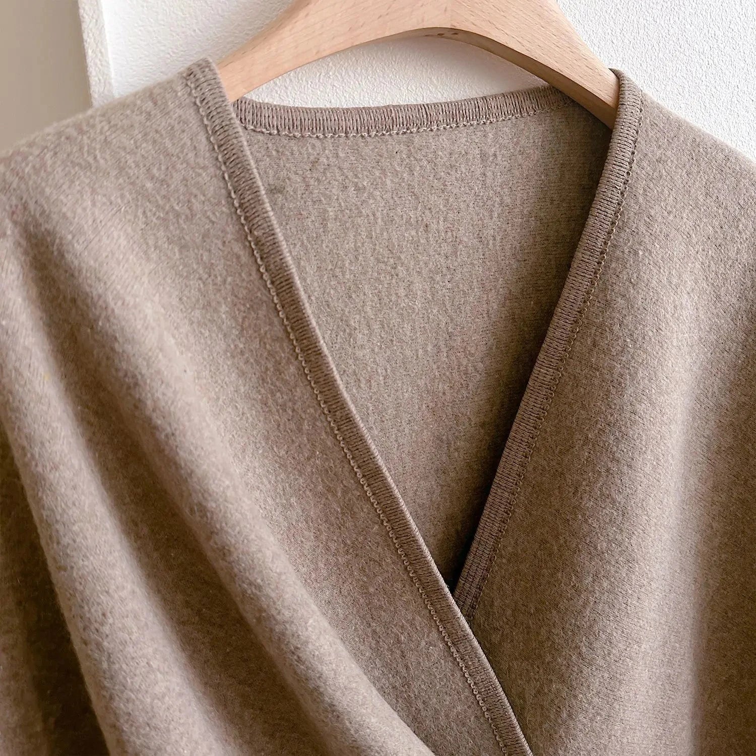 Solid Color Slit Shawl Women's Versatile Fashion Autumn and Winter Warm Decoration Atmosphere Cardigan Blue Wolf Store 
