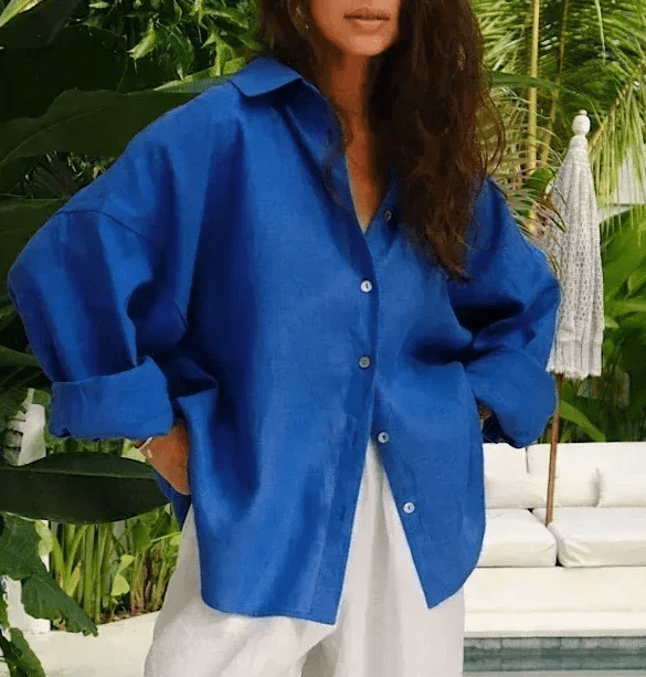 Stella Luman Women's Oversized Shirt Stella Luman Women's Oversized Shirt Blue Wolf Store 